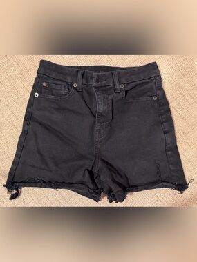 American Eagle Outfitters Women's Black Frayed Hem Denim Shorts